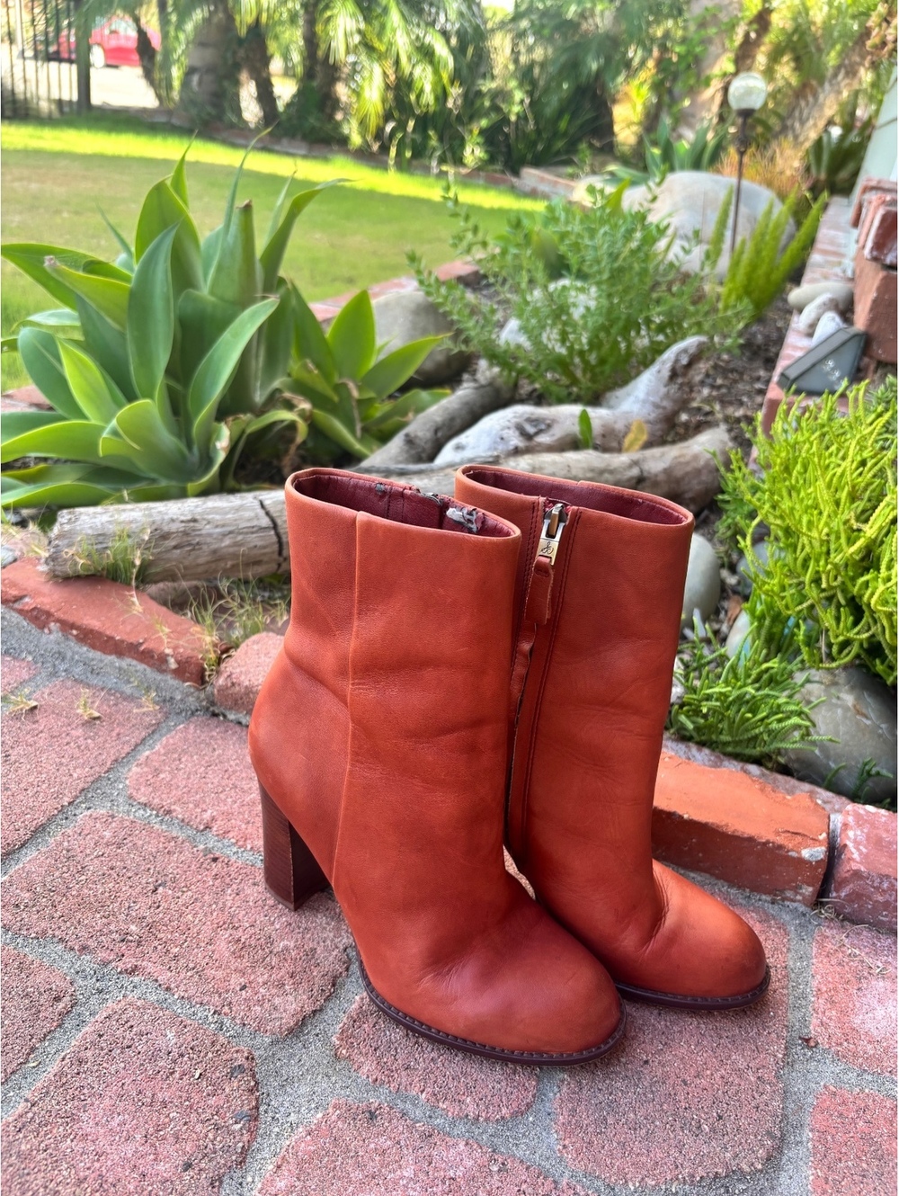 Sam Edelman Women's Leather Ankle Boots Size 6 Rust